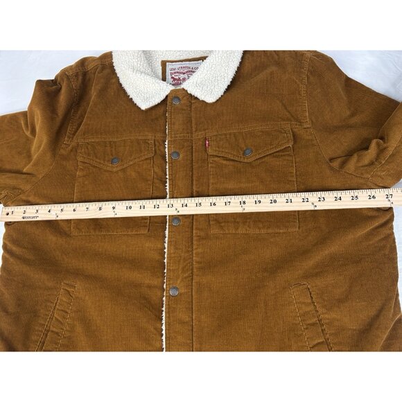 Levis Corduroy Sherpa Lined Trucker Jacket Men’s XXL Brown Snap Zip - Picture 14 of 16